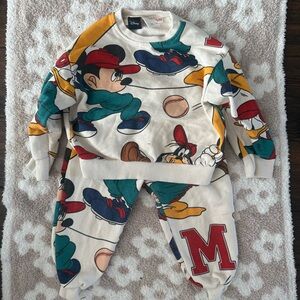 Zara Disney Mickey Mouse Friends Baseball Sweatset Size 2-3 Sweatshirt Jogger